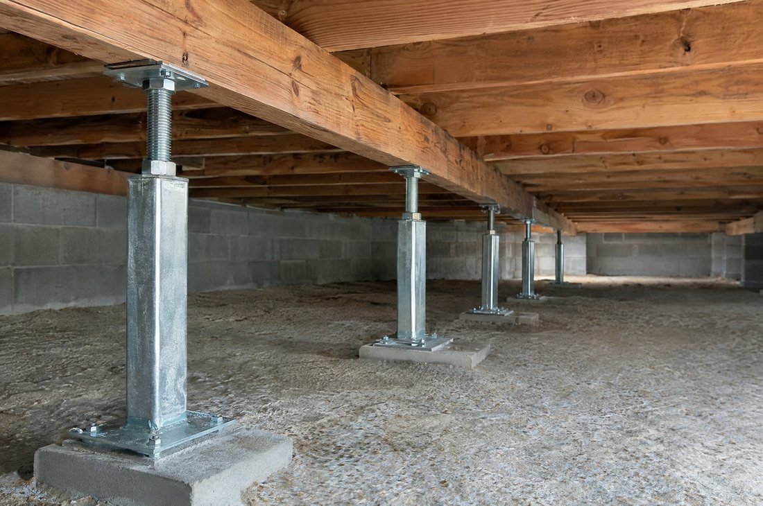 Repaired crawl space with new support jacks and sistered floor joists in Charlotte